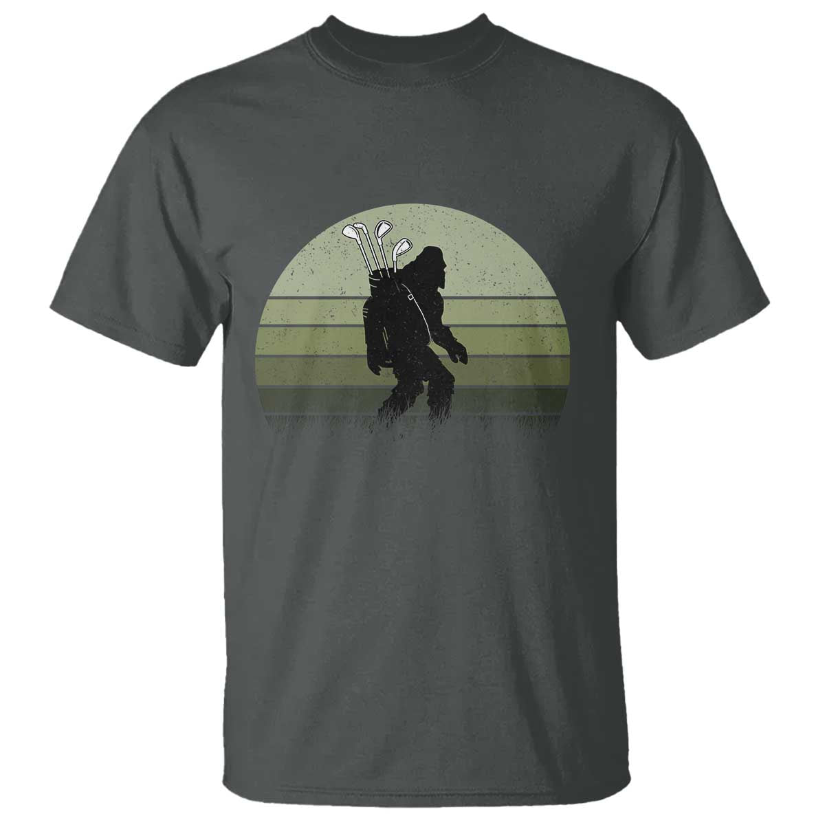 Bigfoot Golfer T Shirt Funny Sasquatch Golfing Golf Balls TS10 Dark Heather Print Your Wear