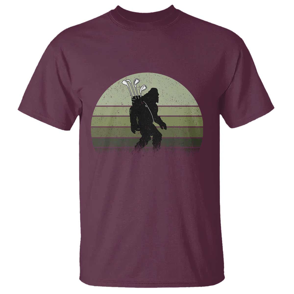 Bigfoot Golfer T Shirt Funny Sasquatch Golfing Golf Balls TS10 Maroon Print Your Wear