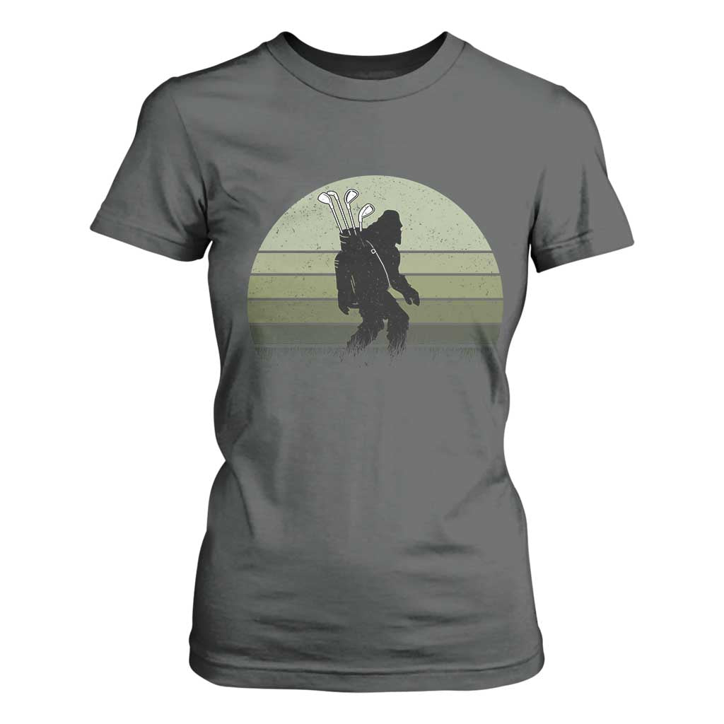 Bigfoot Golfer T Shirt For Women Funny Sasquatch Golfing Golf Balls TS10 Dark Heather Print Your Wear