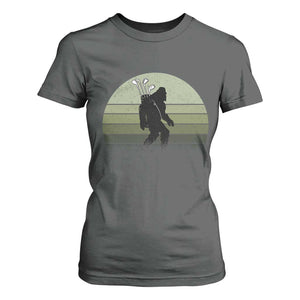 Bigfoot Golfer T Shirt For Women Funny Sasquatch Golfing Golf Balls TS10 Dark Heather Print Your Wear