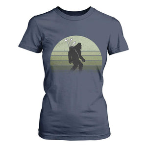 Bigfoot Golfer T Shirt For Women Funny Sasquatch Golfing Golf Balls TS10 Navy Print Your Wear