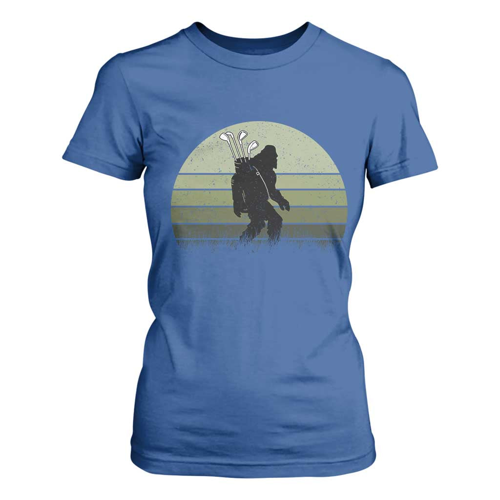 Bigfoot Golfer T Shirt For Women Funny Sasquatch Golfing Golf Balls TS10 Royal Blue Print Your Wear