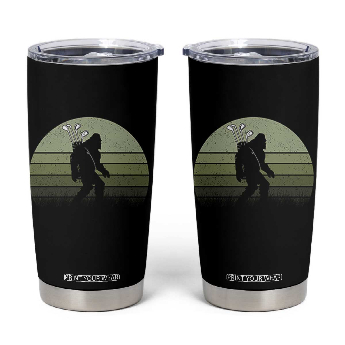 Bigfoot Golfer Tumbler Cup Funny Sasquatch Golfing Golf Balls TS10 Black Print Your Wear