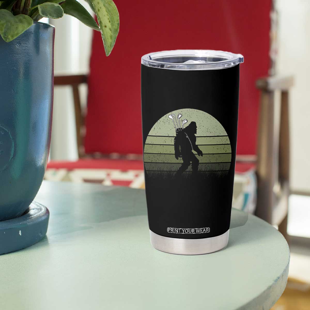 Bigfoot Golfer Tumbler Cup Funny Sasquatch Golfing Golf Balls TS10 Print Your Wear