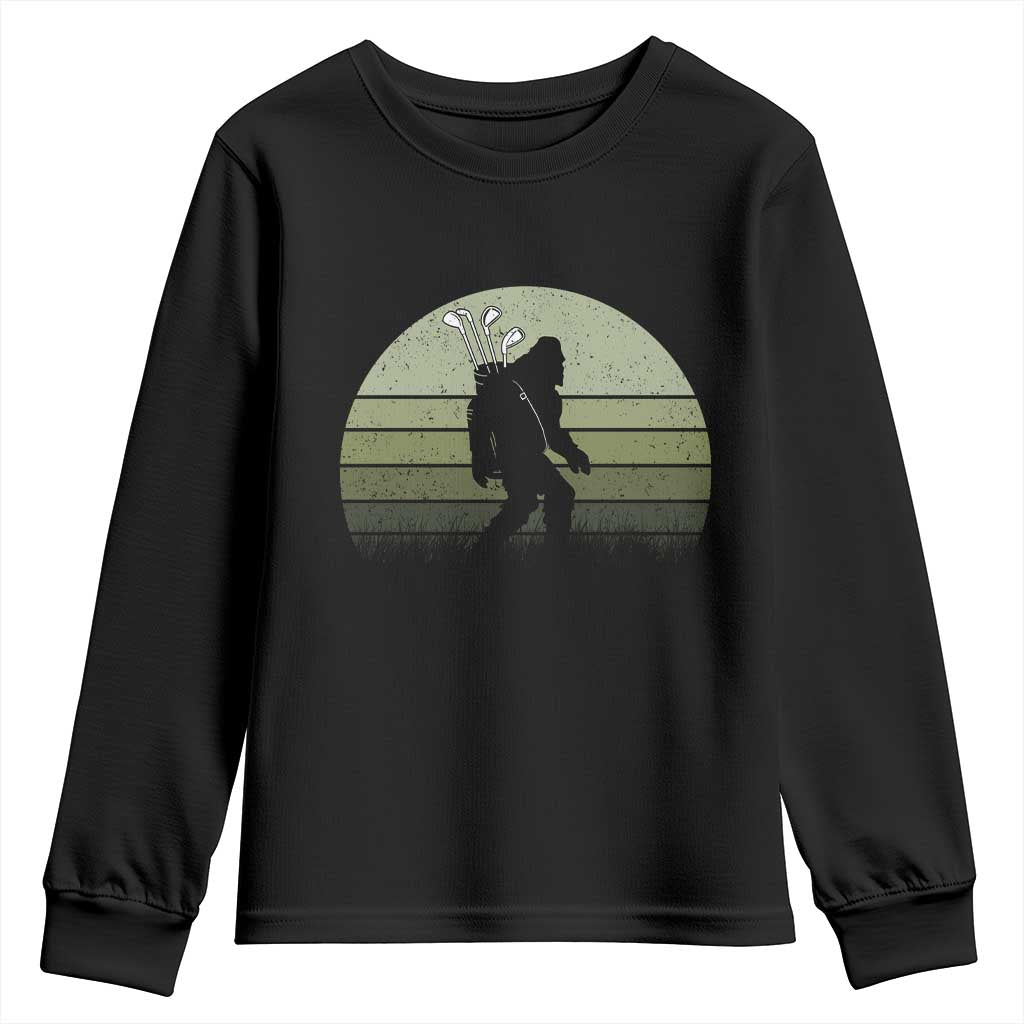 Bigfoot Golfer Youth Sweatshirt Funny Sasquatch Golfing Golf Balls TS10 Black Print Your Wear