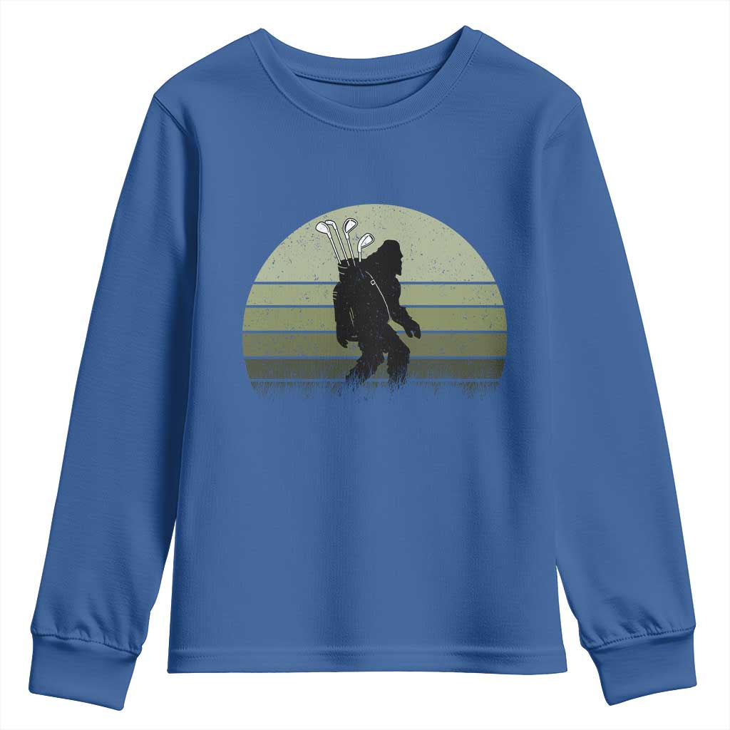 Bigfoot Golfer Youth Sweatshirt Funny Sasquatch Golfing Golf Balls TS10 Royal Blue Print Your Wear