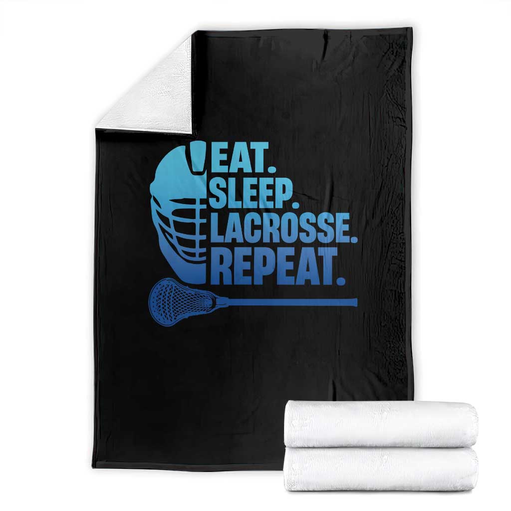 Eat Sleep Lacrosse Repeat Throw Blanket Funny Lax Lover Player TS10 Black Print Your Wear