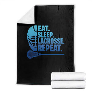 Eat Sleep Lacrosse Repeat Throw Blanket Funny Lax Lover Player TS10 Black Print Your Wear