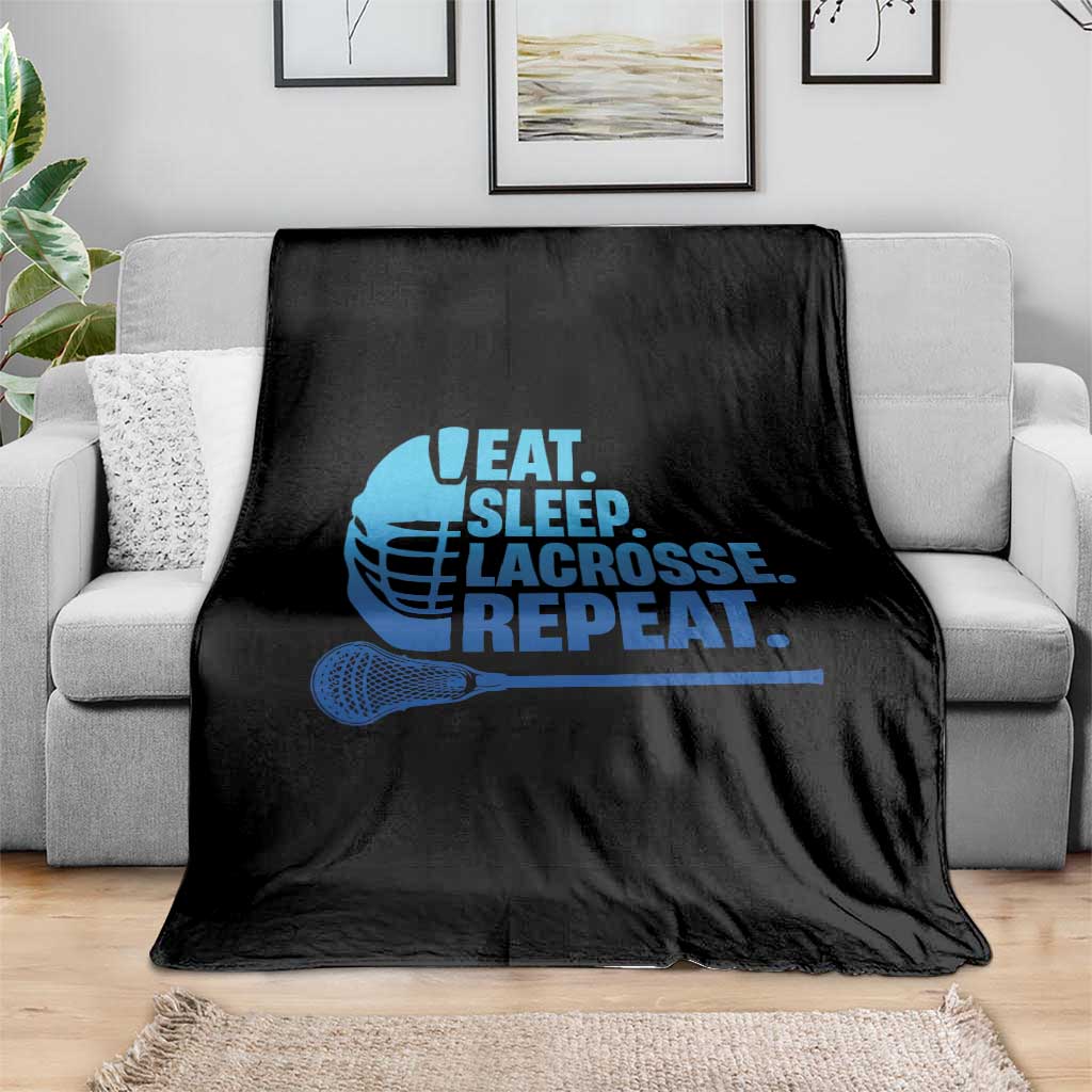 Eat Sleep Lacrosse Repeat Throw Blanket Funny Lax Lover Player TS10 Print Your Wear