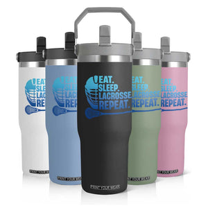 Eat Sleep Lacrosse Repeat Flip Straw Tumbler Funny Lax Lover Player TS10 Print Your Wear