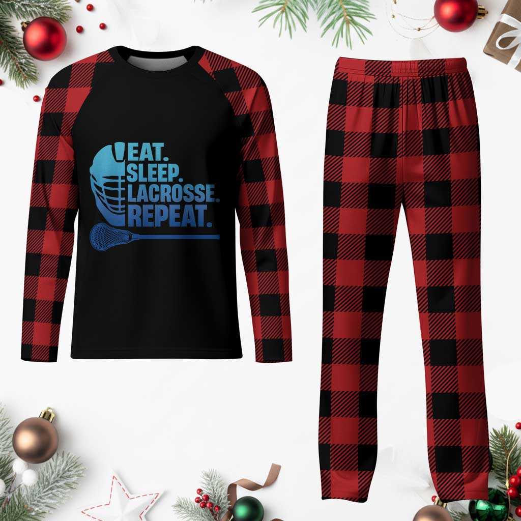 Eat Sleep Lacrosse Repeat Plaid Pajama Set Funny Lax Lover Player TS10 Buffalo Plaid Print Your Wear