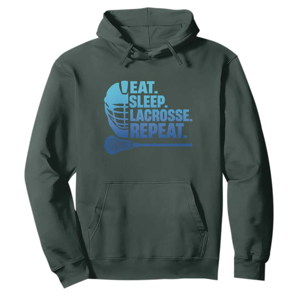 Eat Sleep Lacrosse Repeat Hoodie Funny Lax Lover Player TS10 Dark Forest Green Print Your Wear
