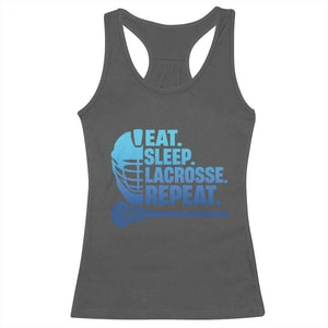 Eat Sleep Lacrosse Repeat Racerback Tank Top Funny Lax Lover Player TS10 Dark Heather Print Your Wear