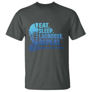 Eat Sleep Lacrosse Repeat T Shirt Funny Lax Lover Player TS10 Dark Heather Print Your Wear