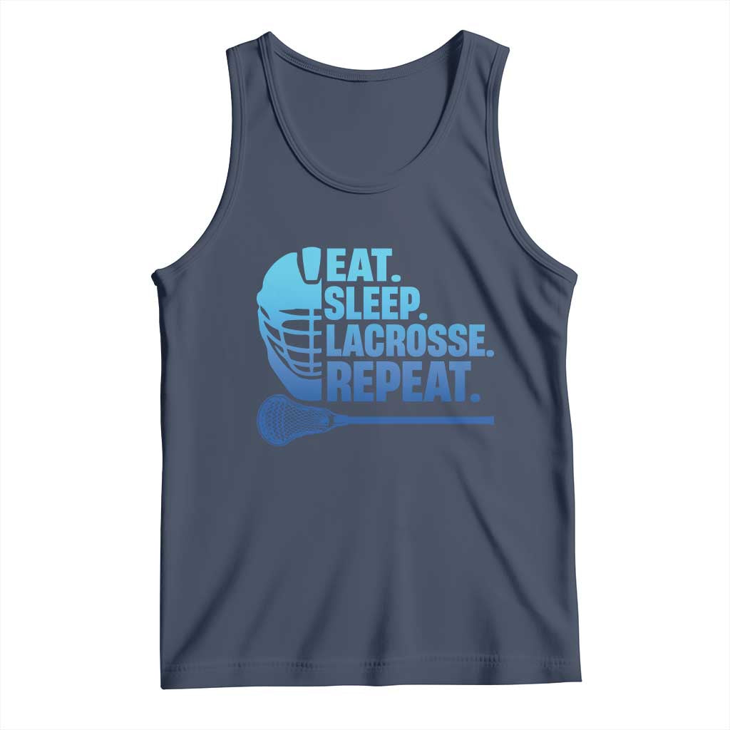 Eat Sleep Lacrosse Repeat Tank Top Funny Lax Lover Player TS10 Navy Print Your Wear