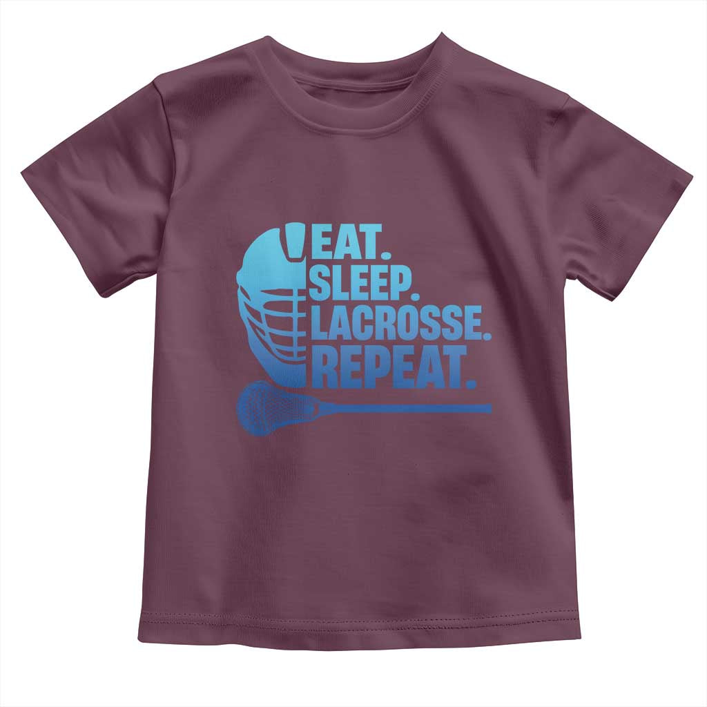 Eat Sleep Lacrosse Repeat Toddler T Shirt Funny Lax Lover Player TS10 Maroon Print Your Wear