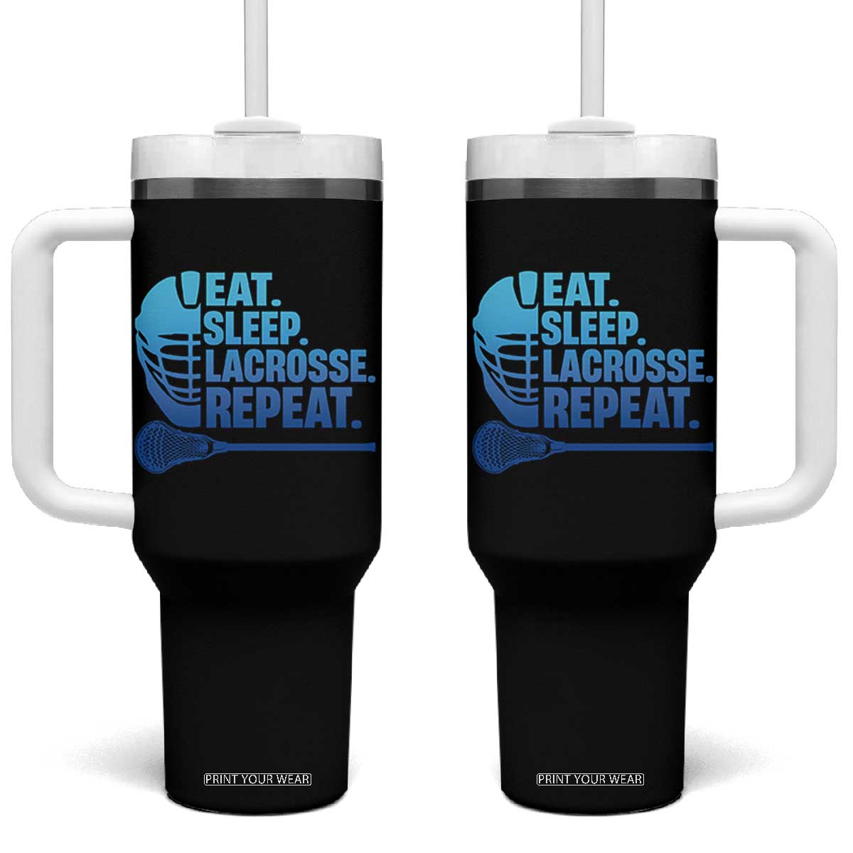 Eat Sleep Lacrosse Repeat Tumbler With Handle Funny Lax Lover Player - Print Your Wear