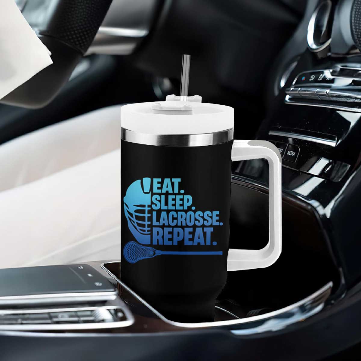 Eat Sleep Lacrosse Repeat Tumbler With Handle Funny Lax Lover Player TS10 Print Your Wear