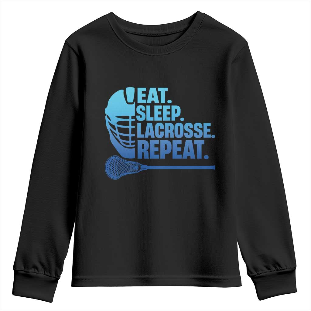 Eat Sleep Lacrosse Repeat Youth Sweatshirt Funny Lax Lover Player TS10 Black Print Your Wear