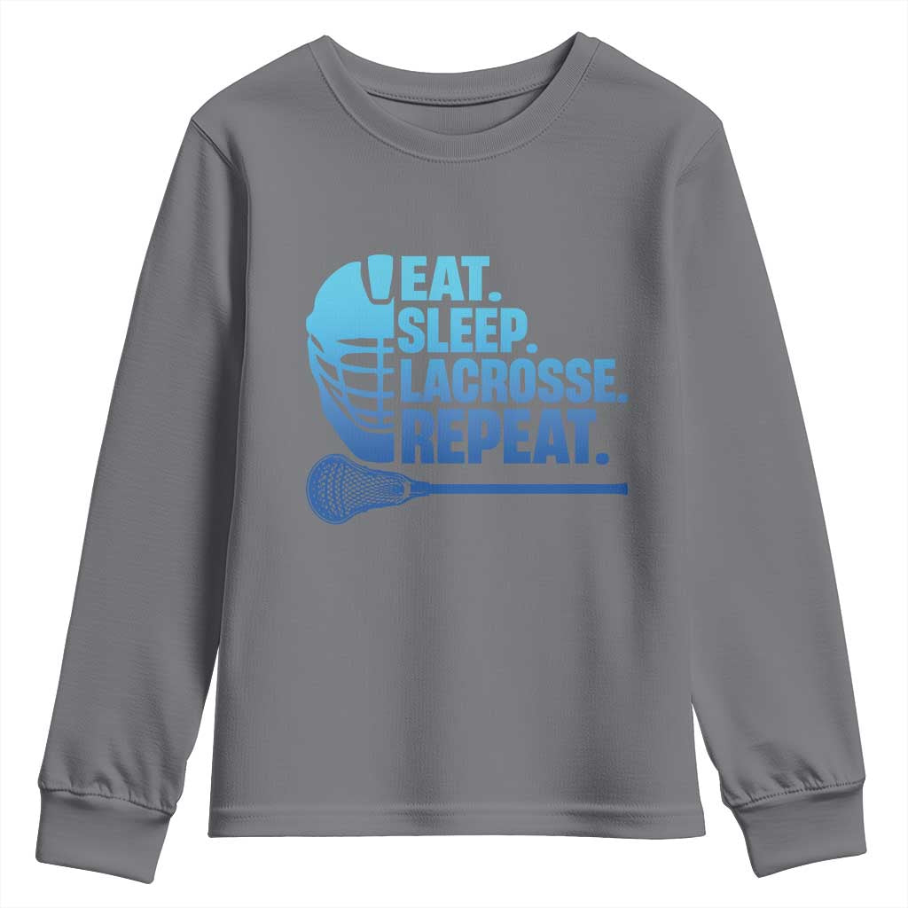 Eat Sleep Lacrosse Repeat Youth Sweatshirt Funny Lax Lover Player TS10 Charcoal Print Your Wear