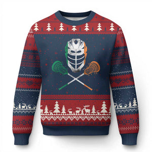 Ireland Lacrosse Ugly Christmas Sweater Irish Flag Ireland TS10 Navy Red Print Your Wear