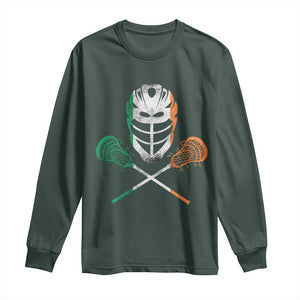 Ireland Lacrosse Long Sleeve Shirt Irish Flag Ireland TS10 Dark Forest Green Print Your Wear