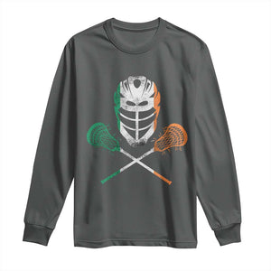 Ireland Lacrosse Long Sleeve Shirt Irish Flag Ireland TS10 Dark Heather Print Your Wear