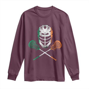 Ireland Lacrosse Long Sleeve Shirt Irish Flag Ireland TS10 Maroon Print Your Wear