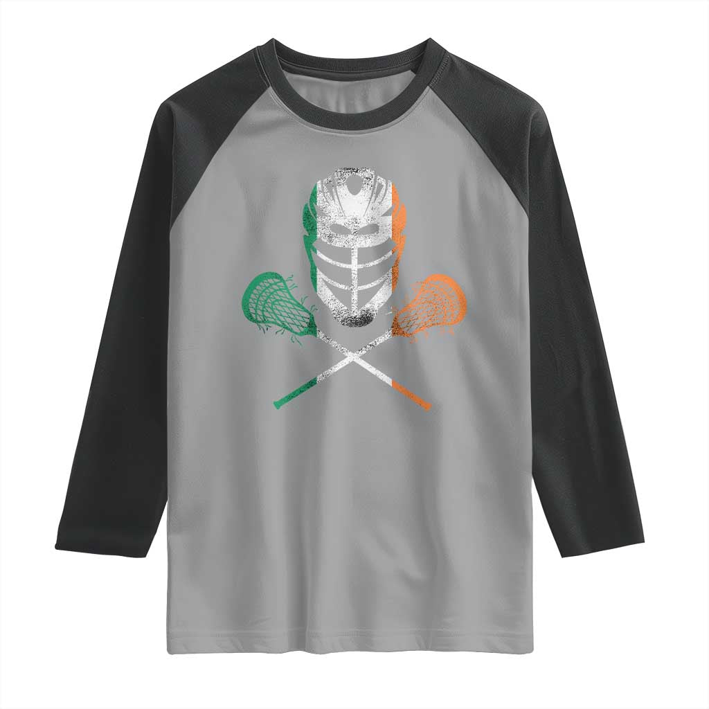Ireland Lacrosse Raglan Shirt Irish Flag Ireland TS10 Sport Gray Black Print Your Wear