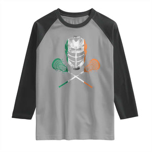 Ireland Lacrosse Raglan Shirt Irish Flag Ireland TS10 Sport Gray Black Print Your Wear