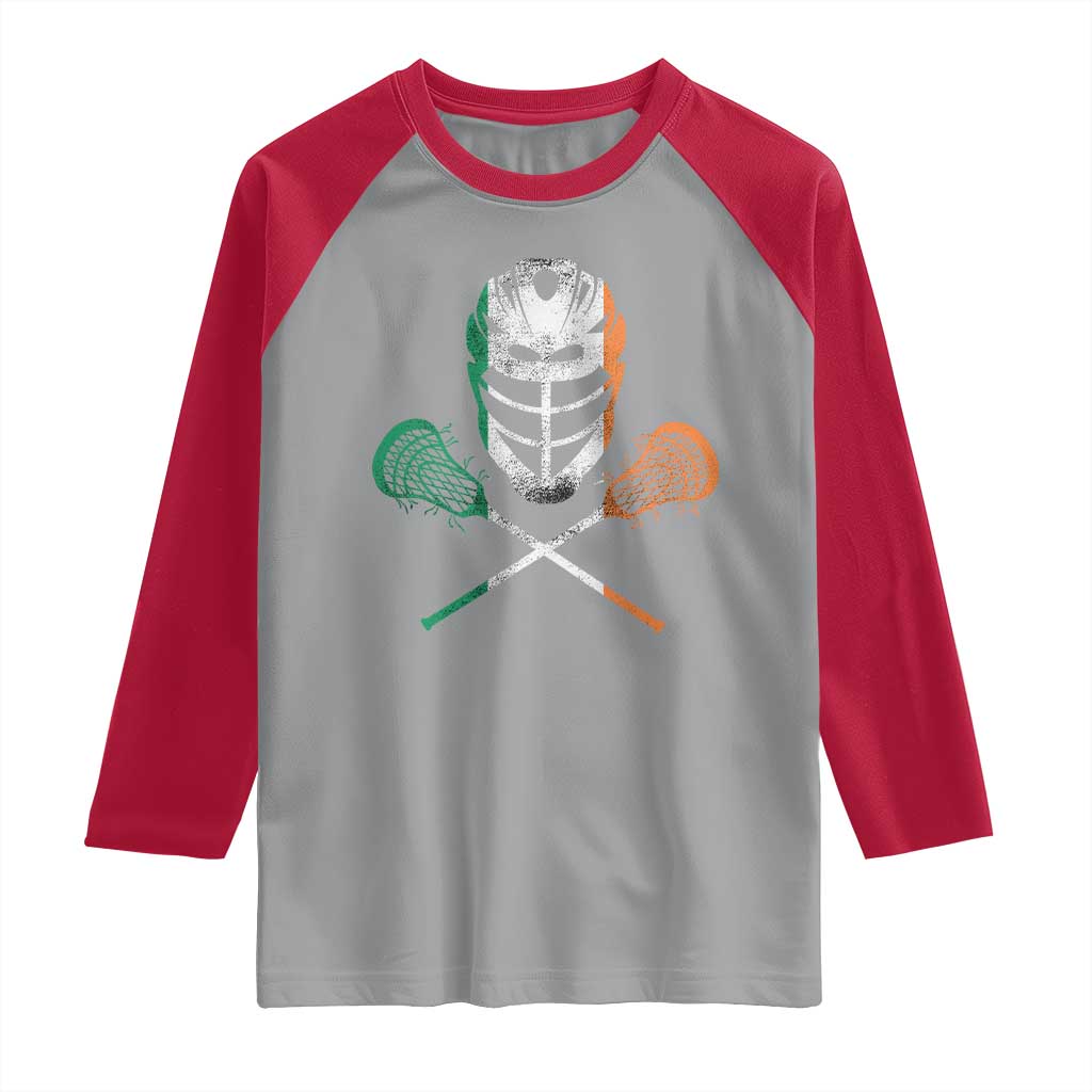 Ireland Lacrosse Raglan Shirt Irish Flag Ireland TS10 Sport Gray Red Print Your Wear