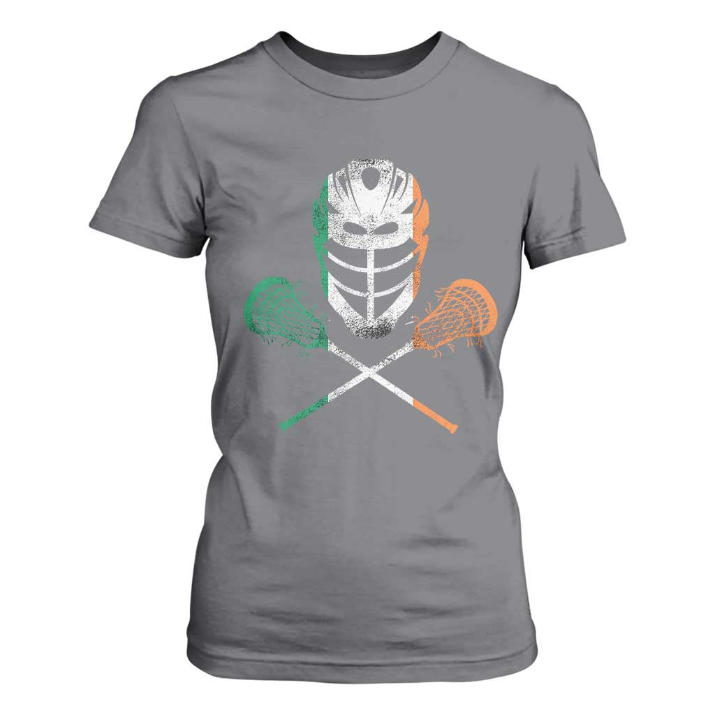 Ireland Lacrosse T Shirt For Women Irish Flag Ireland TS10 Charcoal Print Your Wear