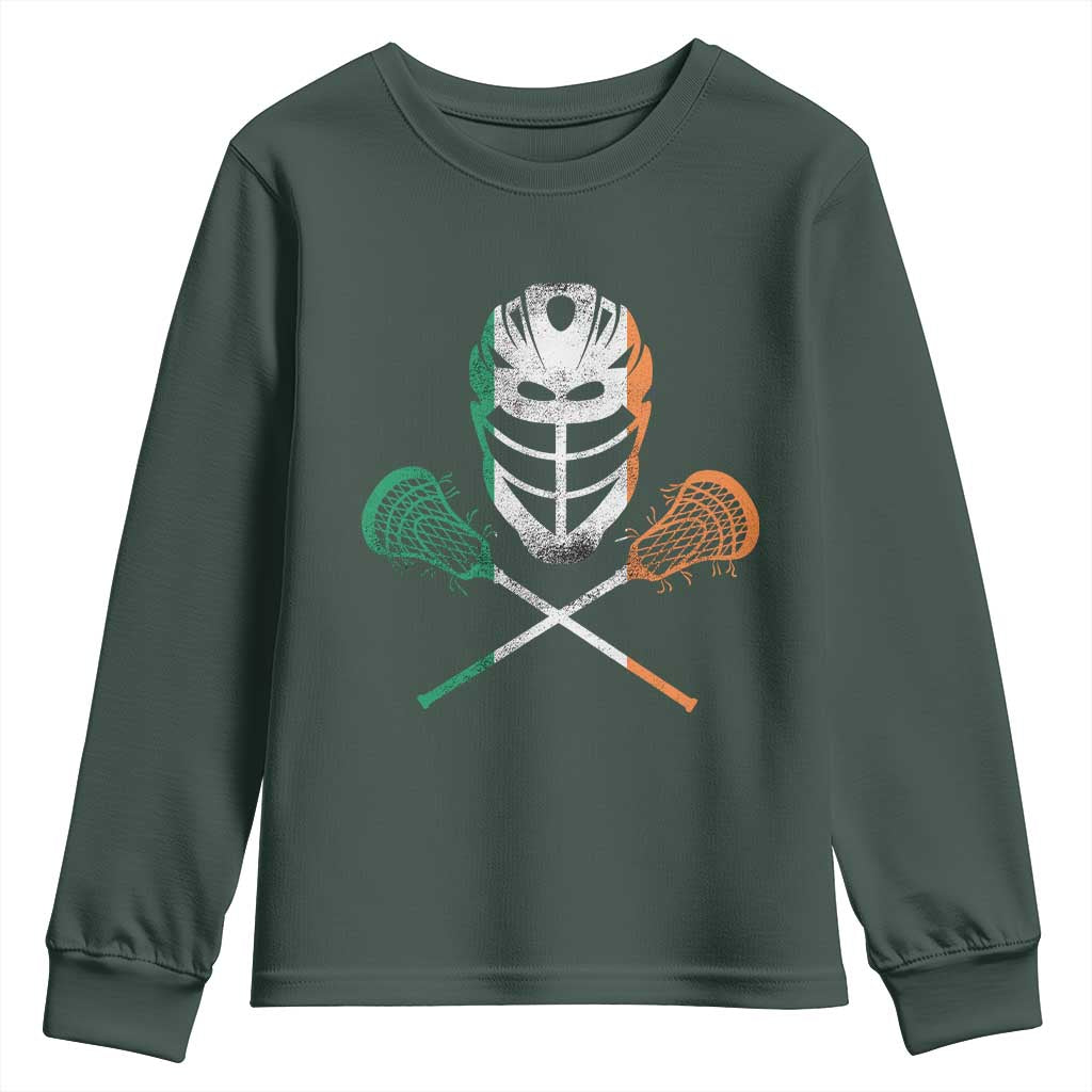 Ireland Lacrosse Youth Sweatshirt Irish Flag Ireland TS10 Dark Forest Green Print Your Wear