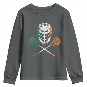 Ireland Lacrosse Youth Sweatshirt Irish Flag Ireland TS10 Dark Heather Print Your Wear