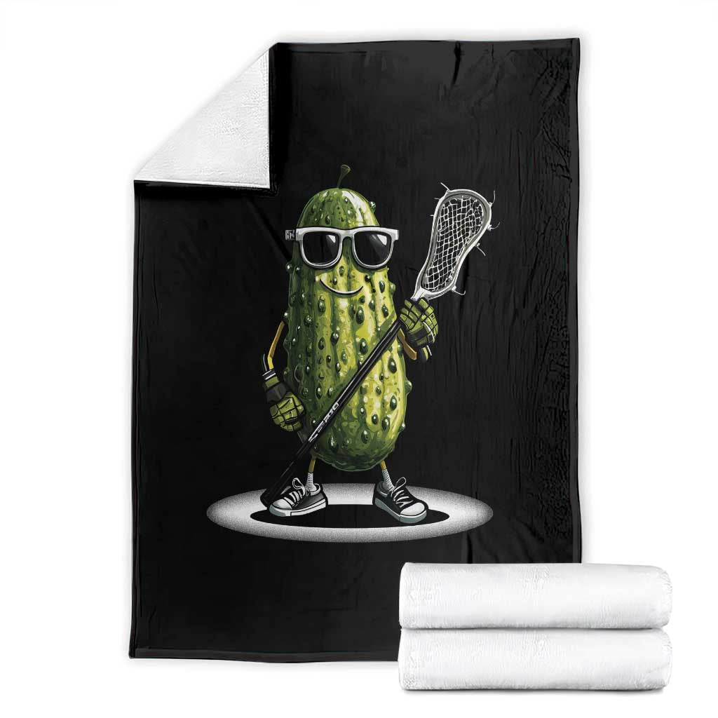 Funny Lacrosse Throw Blanket Pickle Playing Lax Lover Player - Print Your Wear