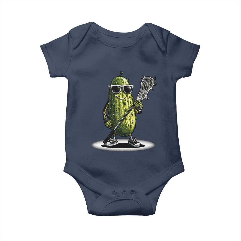 Funny Lacrosse Baby Onesie Pickle Playing Lax Lover Player TS10 Navy Print Your Wear