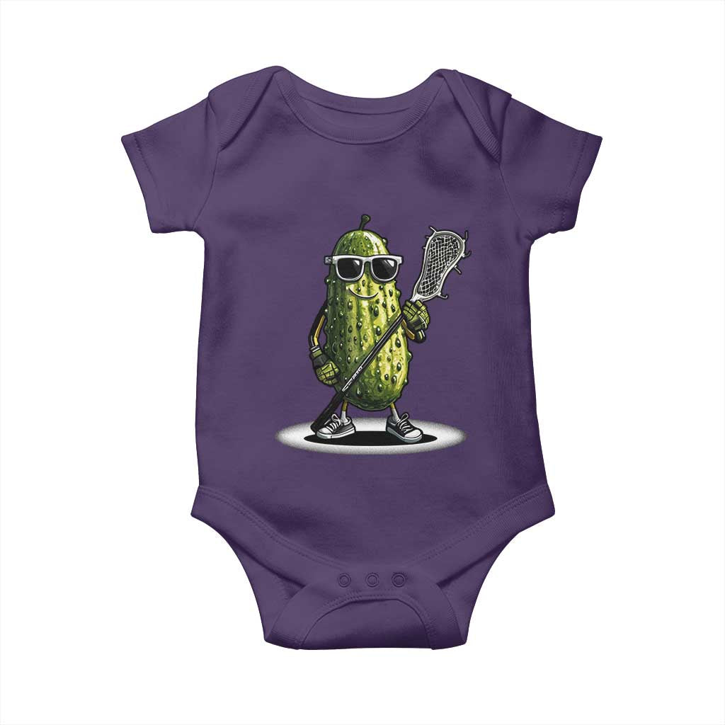 Funny Lacrosse Baby Onesie Pickle Playing Lax Lover Player TS10 Purple Print Your Wear