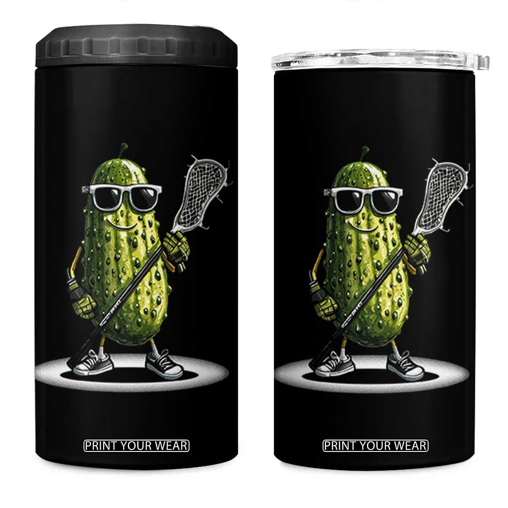 Funny Lacrosse 4 in 1 Can Cooler Tumbler Pickle Playing Lax Lover Player TS10 One Size: 16 oz Black Print Your Wear