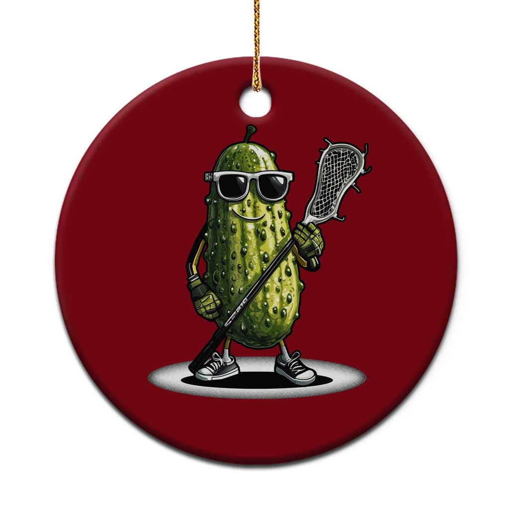 Funny Lacrosse Ceramic Ornament Pickle Playing Lax Lover Player - Print Your Wear