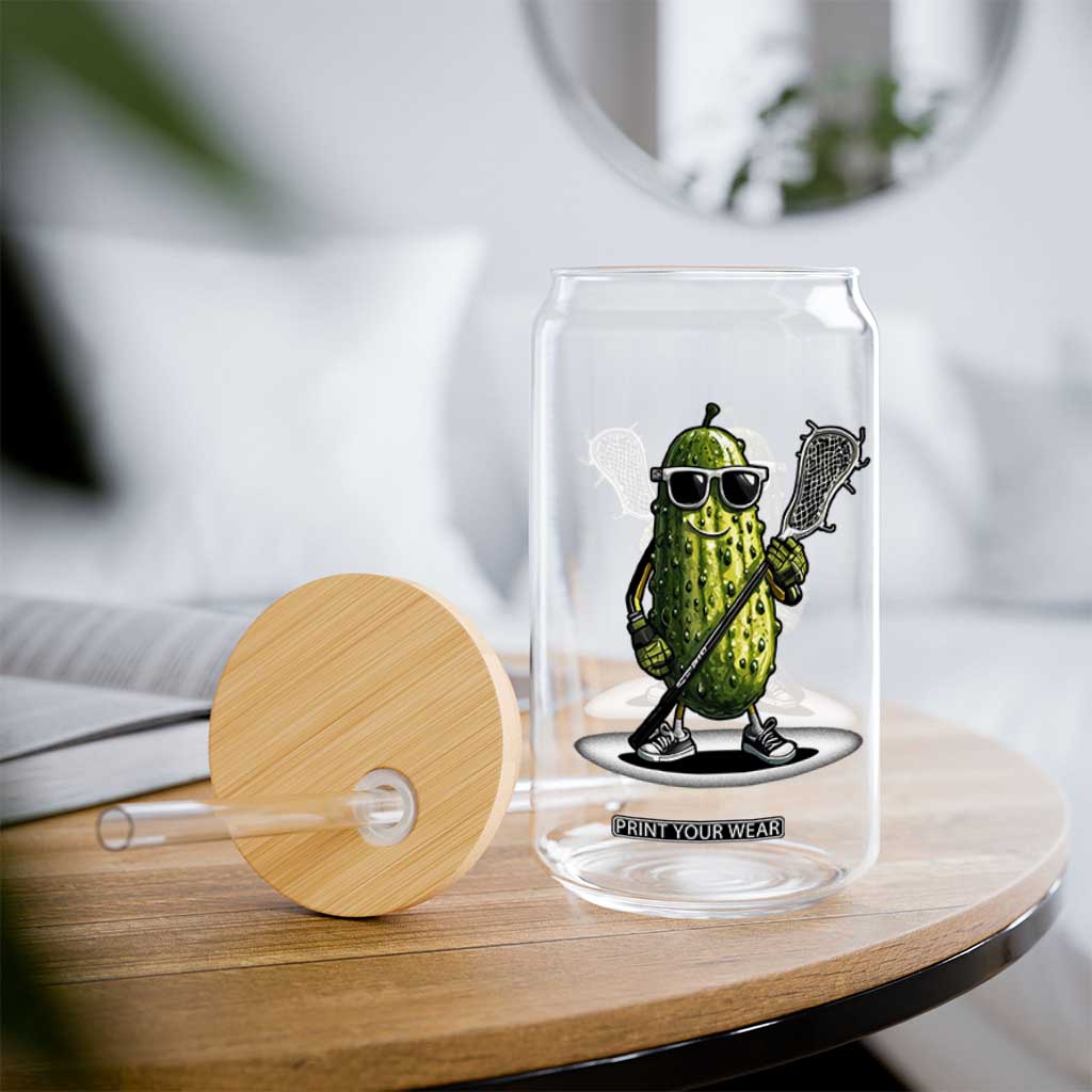 Funny Lacrosse Glass Can Pickle Playing Lax Lover Player TS10 Print Your Wear
