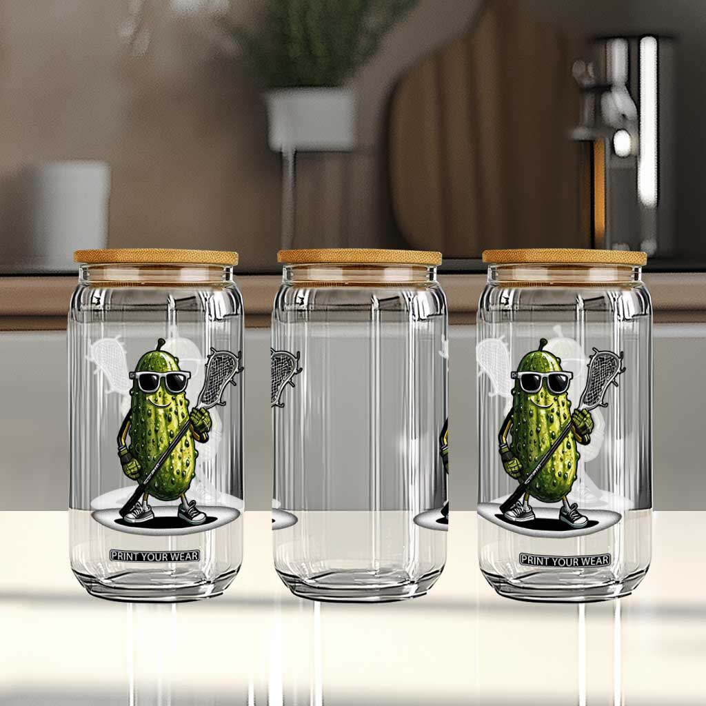 Funny Lacrosse Glass Can Pickle Playing Lax Lover Player TS10 Print Your Wear