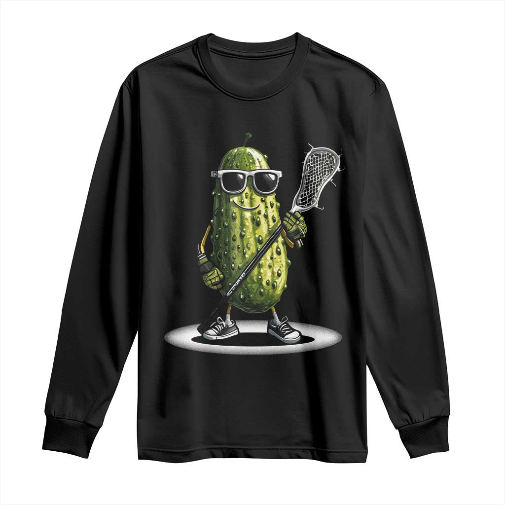 Funny Lacrosse Long Sleeve Shirt Pickle Playing Lax Lover Player TS10 Black Print Your Wear