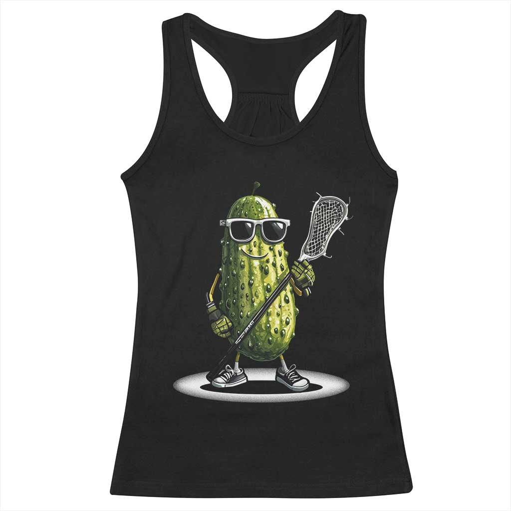 Funny Lacrosse Racerback Tank Top Pickle Playing Lax Lover Player TS10 Black Print Your Wear
