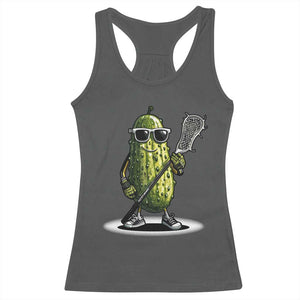 Funny Lacrosse Racerback Tank Top Pickle Playing Lax Lover Player TS10 Dark Heather Print Your Wear
