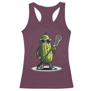 Funny Lacrosse Racerback Tank Top Pickle Playing Lax Lover Player TS10 Maroon Print Your Wear