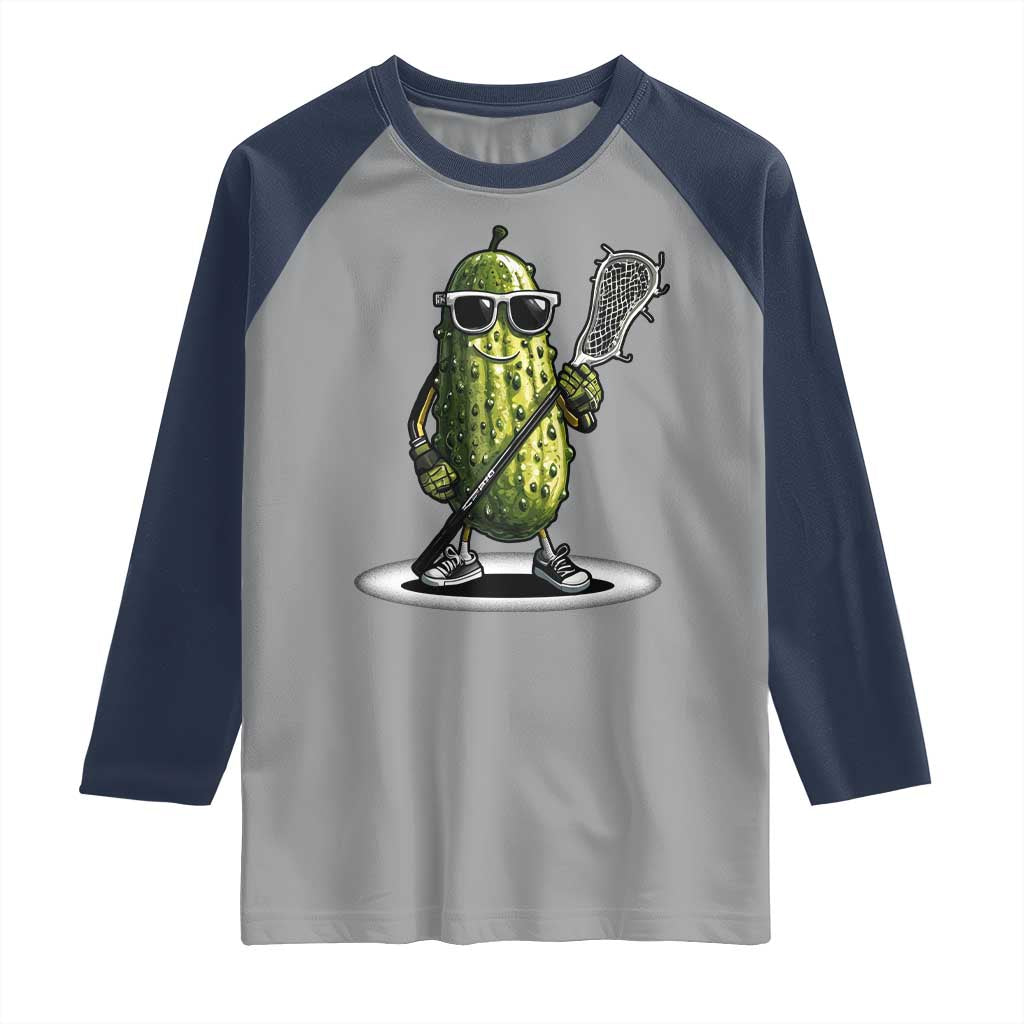 Funny Lacrosse Raglan Shirt Pickle Playing Lax Lover Player TS10 Sport Gray Navy Print Your Wear