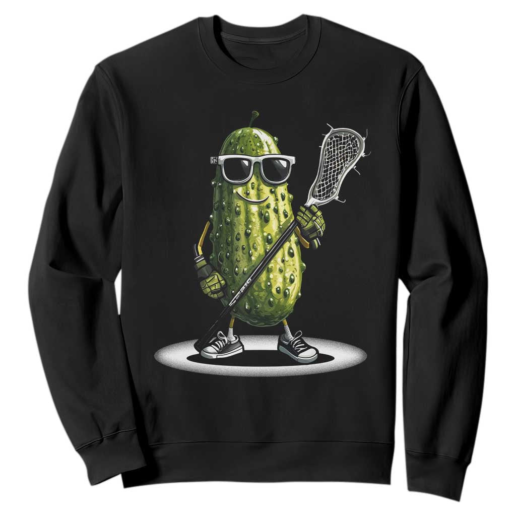 Funny Lacrosse Sweatshirt Pickle Playing Lax Lover Player TS10 Black Print Your Wear