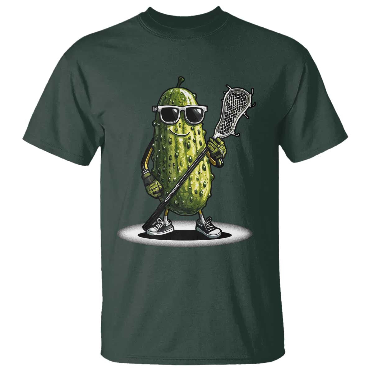 Funny Lacrosse T Shirt Pickle Playing Lax Lover Player TS10 Dark Forest Green Print Your Wear