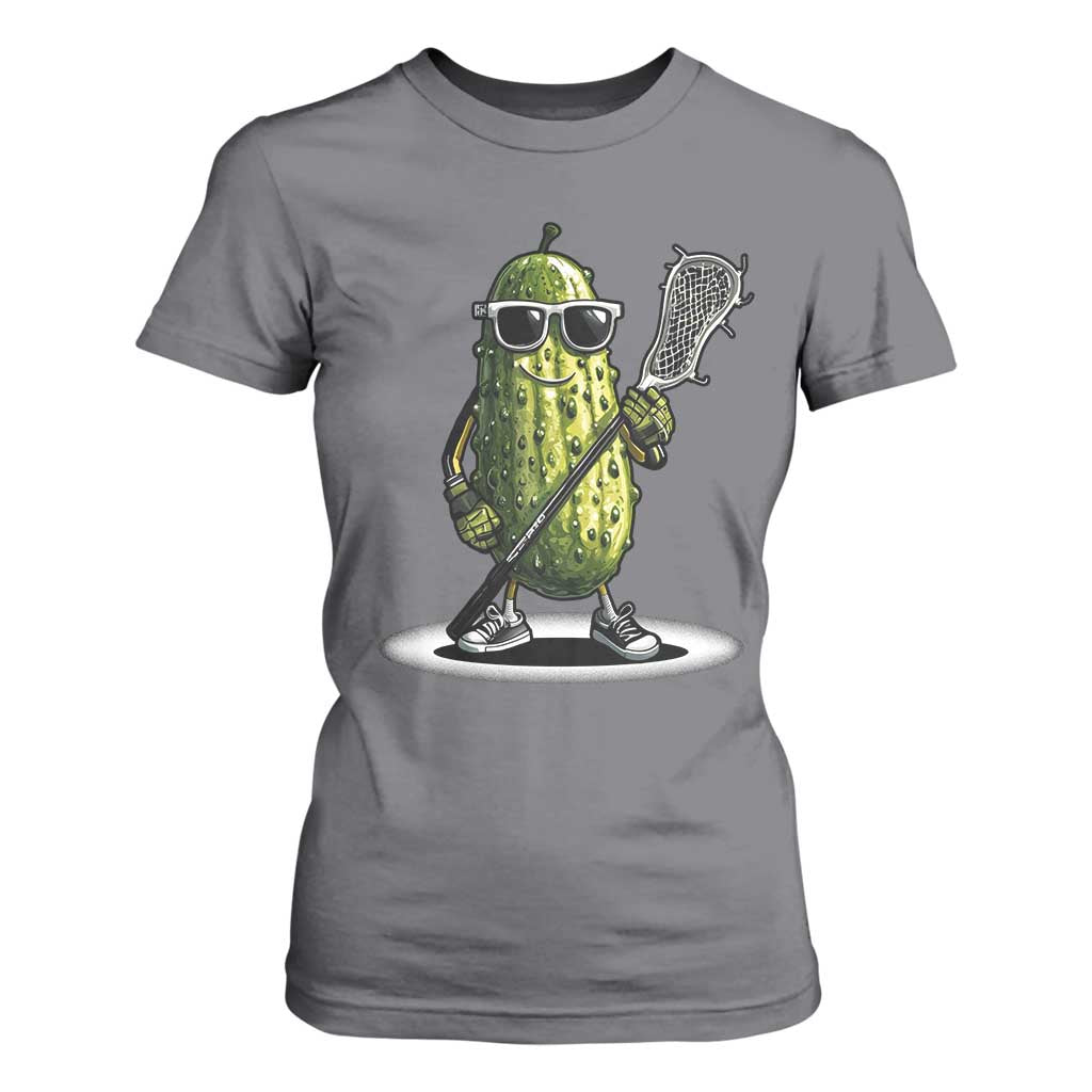 Funny Lacrosse T Shirt For Women Pickle Playing Lax Lover Player TS10 Charcoal Print Your Wear
