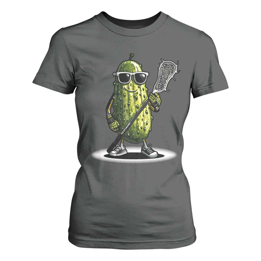Funny Lacrosse T Shirt For Women Pickle Playing Lax Lover Player TS10 Dark Heather Print Your Wear